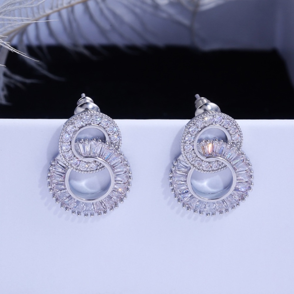 ** Luxury 925 Silver White Sapphire Hoop Earrings - Picture 7 of 7